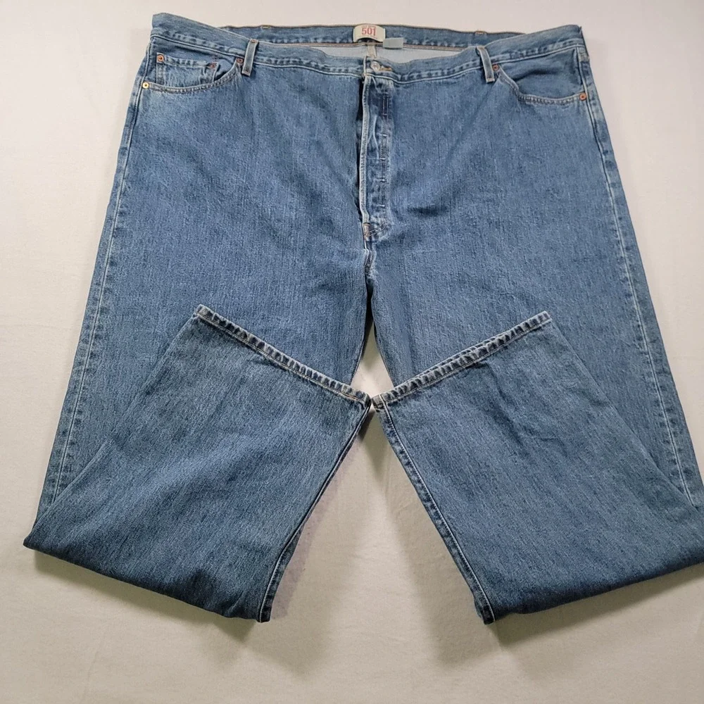 Levis 501 XX Jeans Mens 56x32 Blue Solid Straight Fit Cotton Button Fly Vintage